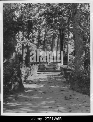 12/31/1919. Aranjuez, Madrid. Giardino dell'isola in autunno. Apollo Fountain. Crediti: Album / Archivo ABC / Marques De Santa María del Villar Foto Stock