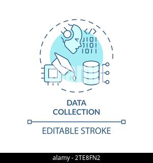 Concetto di icona di raccolta dati blu semplice e sottile Illustrazione Vettoriale