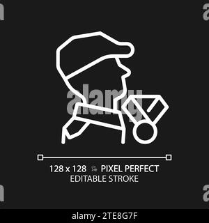 Pixel 2D a linea sottile perfetto icona della guerra dei veterani bianchi Illustrazione Vettoriale