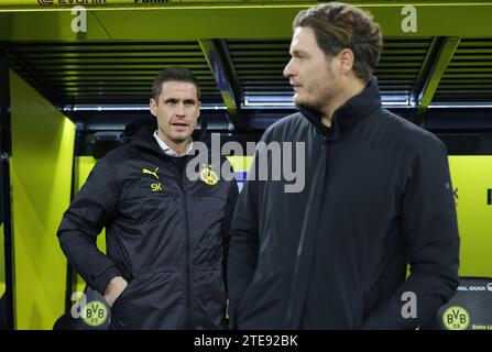 Dortmund, Deutschland. 9 dicembre 2023. Firo: 09.12.2023 calcio, calcio, 1st Bundesliga First League BVB Borussia Dortmund - RB Leipzig 2:3 gesture, il manager Sebastian Kehl e l'allenatore Edin Terzic, BVB/dpa/Alamy Live News Foto Stock