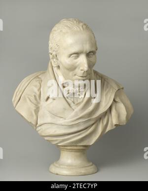 Ritratto di Antonio Canova (1757-1822), c. 1822 - c. 1825 Mans ritratto su piede rotondo, profilato. La persona ritratta guarda la luce di lato (destra, sinistra araldica). L'uomo è vestito con un cappotto, sotto un gilet e una camicia con colletto rialzato, intorno alla quale è legata una sciarpa con un fiocco sul davanti. L'uomo stesso ha caratteristiche facciali affilate: Un viso lungo e abbastanza stretto con zigomi pronunciati, occhi profondi e cavità oculari, una fronte calva con la linea di capelli al centro del cranio, una bocca affilata, leggermente aperta con angoli ricci e un naso piuttosto grande, qualcosa di piegato. R Foto Stock