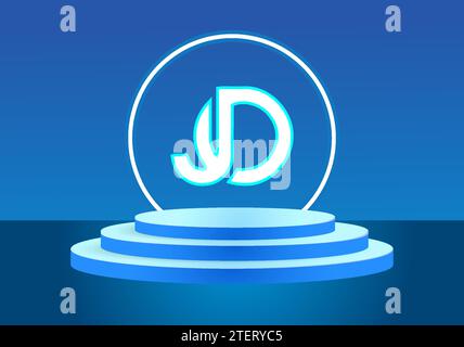 Lettera JO con logo blu. Logo Vector per le aziende. Illustrazione Vettoriale