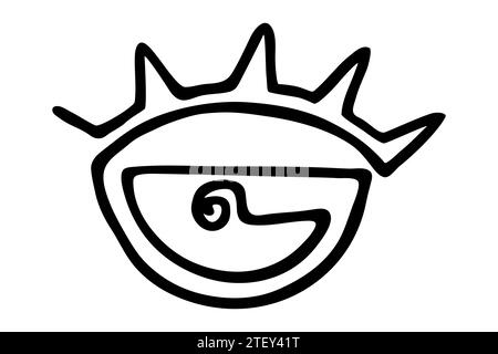 Disegno ad occhio stilizzato a mano dipinto a mano con penna d'inchiostro, isolato su sfondo bianco. Illustrazione vettoriale Illustrazione Vettoriale