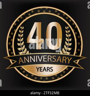 timbro distintivo per il 40° anniversario Illustrazione Vettoriale