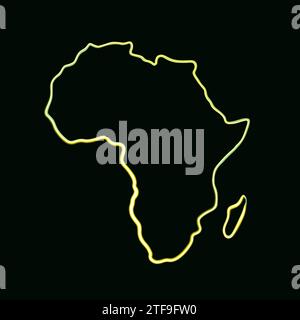 Mappa vettoriale dell'Africa con effetto neon. Illustrazione Vettoriale