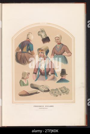 Costume tradizionale dell'isola di Walcheren in Zelanda, 1857, 1857 abbigliamento tradizionale dell'isola di Walcheren nella provincia della Zelanda. Vari studi individuali. Illustrazione in un libro del 1857 con 56 registrazioni di costumi tradizionali olandesi. Tipografia: Netherlandsafter disegno di: Netherlandsafter disegno di: Netherlandspublisher: Amsterdam paper Walcheren abbigliamento tradizionale dell'isola di Walcheren nella provincia della Zelanda. Vari studi individuali. Illustrazione in un libro del 1857 con 56 registrazioni di costumi tradizionali olandesi. Stampatore: Netherlandsafter drawing by: NET Foto Stock