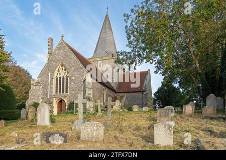 Church, Graveyard, Alfriston, East Sussex, Inghilterra, gran Bretagna Foto Stock