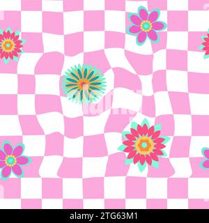 Design boho e hippie, con vivaci elementi retrò e paesaggi trippy. Nuvole, mare, raggi solari e onde psichedeliche. Una collezione vettoriale degli anni '90 Illustrazione Vettoriale