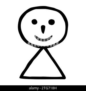 Icona o logo di una persona senza genere o donna Doodle, disegnata a mano con una sottile linea nera. Elemento grafico isolato su sfondo bianco. Illustrazione vettoriale Illustrazione Vettoriale