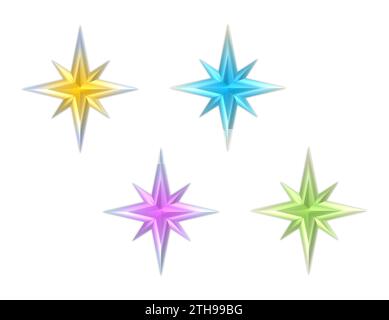 stelle colorate e brillanti a 8 bordi Foto Stock