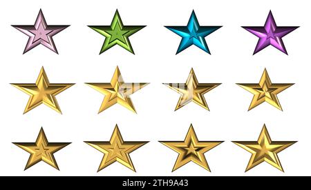 adesivi con stelle dorate e colorate Foto Stock