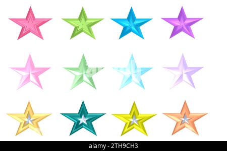 adesivi colorati con stelle brillanti Foto Stock