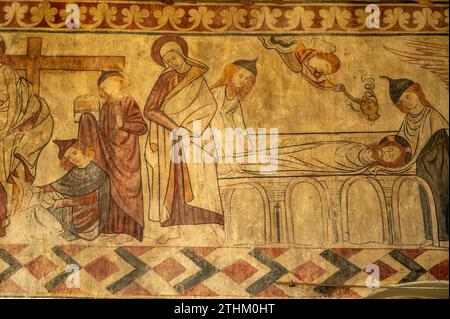Dipinti murali di Sant'Agata all'Abbazia di Easby in Inghilterra Foto Stock