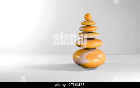 Stack pietre Zen - rendering 3D. Foto Stock