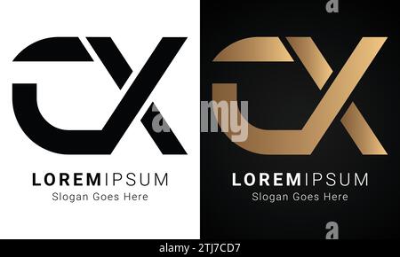 Design esclusivo con logo monogramma CX o XC con lettera di testo Illustrazione Vettoriale