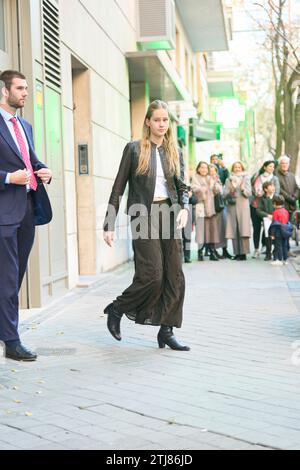 Madrid. Spagna. 20231220, Irene Urdangarin lascia il ristorante Pa-Bu dopo pranzo per il compleanno della Principessa Elena 60 il 20 dicembre 2023 a Madrid, Spagna Foto Stock