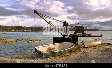 La città costiera di Kaikoura sulla costa orientale dell'Isola del Sud della nuova Zelanda. Si trova sulla State Highway 1, 180 km a nord di Christchurch Credit: BSpragg Foto Stock