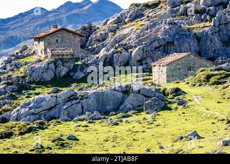 Shepherd Shelter. Jito de Escarandi, al confine tra le Asturie e la Cantabria, è il punto di partenza per molte escursioni. Jito de Escarandi, Tresv Foto Stock