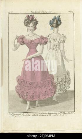 Journal of the Ladies and Fashions 1827, Parisian Costumes (2477), 1827 paper etching paper etching Foto Stock