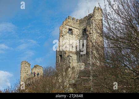 Rovine del castello, roccia del drago, Königswinter, Renania settentrionale-Vestfalia, Germania Foto Stock