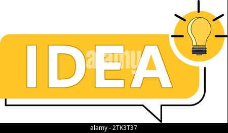 Design a bolle di messaggio idea con lampadina e raggi luminosi. Design del logo. Illustrazione vettoriale - illustrazione ad alta risoluzione Illustrazione Vettoriale