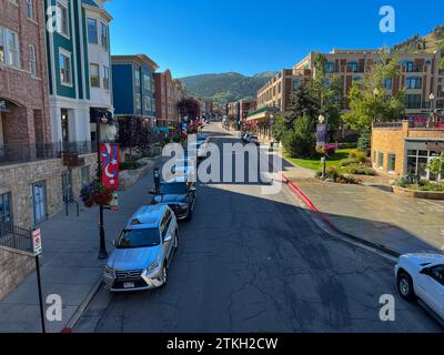 Park City, Utah USA - 8 settembre 2022: La vista panoramica del centro di Park City, Utah, negli Stati Uniti in una giornata di sole. Foto Stock