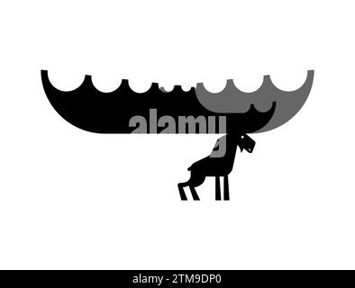 Icona del segno ELK. Animale di grandi dimensioni con corna larghe. Illustrazione Vettoriale