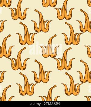Motivo a buccia di banana senza cuciture. Vecchio sfondo marcio con buccia di banana. Illustrazione Vettoriale