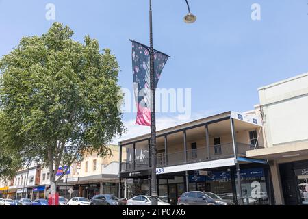 Banner natalizio nel centro di Wagga Wagga, New South Wales, Australia, dicembre 2023 Foto Stock