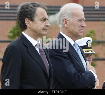 Paracuellos del Jarama (Madrid), 05/08/2010. Visita del presidente del governo, José Luis Rodríguez Zapatero, accompagnato dal vicepresidente nordamericano Joe Biden, alla base Bricac foto: Jaime García. ARCHDC. Crediti: Album / Archivo ABC / Jaime García Foto Stock