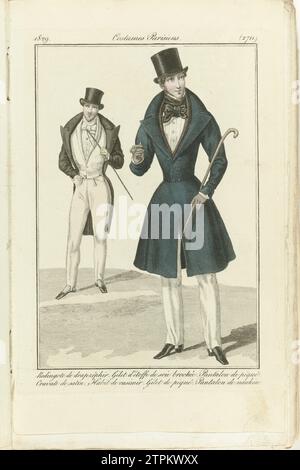 Journal of the Ladies and Fashions 1829, Parisian Costumes (2711), 1829 paper etching paper etching Foto Stock