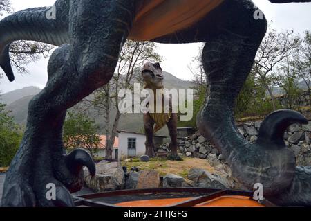 PAUTE-PARQUE JURASICO Cuenca, Ecuador 20 de diciembre de 2023 Paute, abrira sus puertas en el Barrio Pirincay en el canton Paute a Tourist as nacionales e internacionales. Este vierbes 22 de diciembre, 13 dinosaurios robotizados actualmente estan colocados en un parque de 2 hectareas. Las figuras robots llegaron importadas desde China para Recreation ar un parque jurasico en los alrededores del barrio Pirincay, el mismo esta ubicado al lado izquierdo de la via Interoceanica que conduce a Paute. Las 13 fuguras de dinosaurios estan ubicadas en cinco terrazas, las cuales han sido construidas para resaltar Foto Stock