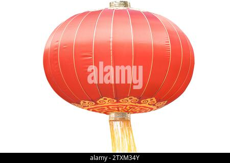 Lanterne rosse isolate su sfondo bianco per il capodanno lunare cinese Foto Stock