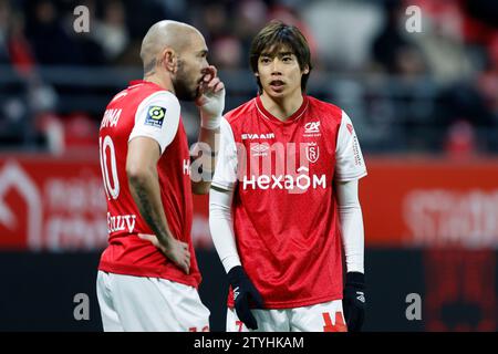 Junya Ito (Reims), 20 DICEMBRE 2023 - calcio/calcio : francese "Ligue 1" partita tra Stade de Reims 1-0 le Havre AC allo Stade Auguste-Delaune di Reims, Francia. Crediti: D.Nakashima/AFLO/Alamy Live News Foto Stock