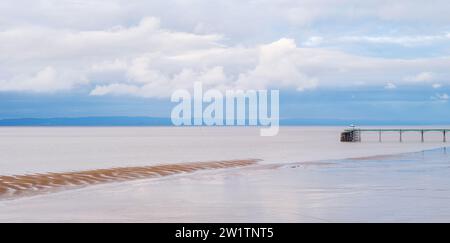 Molo di Clevedon durante la bassa marea sulla costa del Somerset del canale di Bristol nel Regno Unito Foto Stock