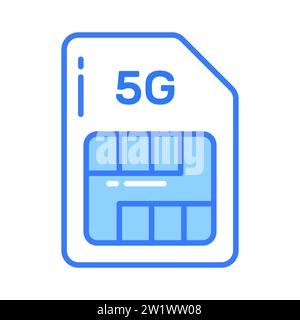 Tecnologia 5G scheda sim con design vettoriale in stile moderno, icona facile da usare Illustrazione Vettoriale