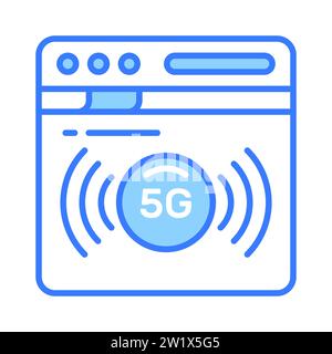 Design vettoriale del browser di rete 5G in stile moderno, icona della tecnologia 5g. Illustrazione Vettoriale