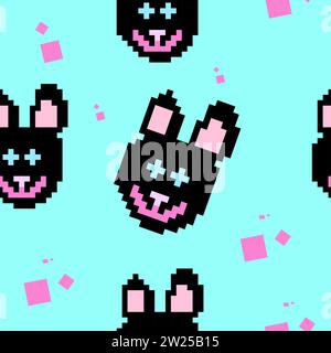 cuccioli di pattern senza cuciture pixel art Illustrazione Vettoriale