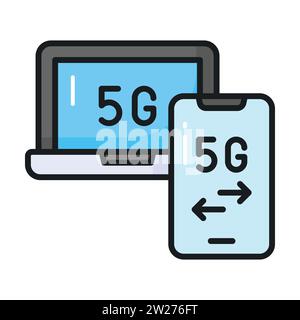 Icona della rete 5G dal design accattivante in stile trendy, con tecnologia vettoriale 5G. Illustrazione Vettoriale