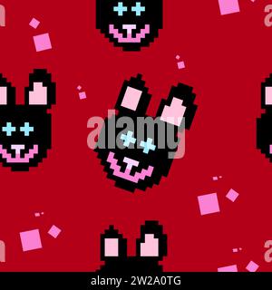 cuccioli di pattern senza cuciture pixel art Illustrazione Vettoriale