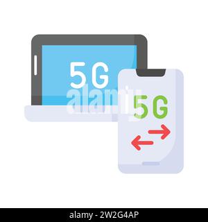 Icona della rete 5G dal design accattivante in stile trendy, con tecnologia vettoriale 5G. Illustrazione Vettoriale