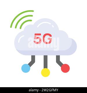 Scegli questo fantastico vettore di rete 5G con un'icona modificabile e di stile alla moda Illustrazione Vettoriale