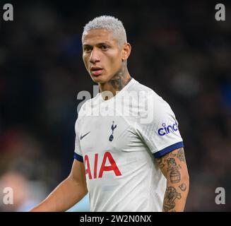 Londra, Regno Unito. 7 dicembre 2023 - Tottenham Hotspur contro West Ham United - Premier League - Stadio Tottenham Hotspur. Richarlison di Tottenham in azione contro West Ham. Credito immagine: Mark Pain / Alamy Live News Foto Stock