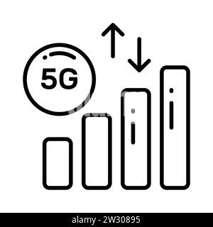 Il vettoriale della tecnologia 5G dal design accattivante trasmette segnali in stile trendy, icona di qualità Illustrazione Vettoriale