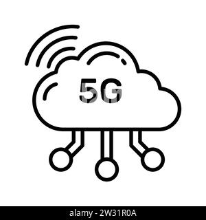 Scegli questo fantastico vettore di rete 5G con un'icona modificabile e di stile alla moda Illustrazione Vettoriale