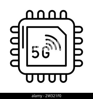 Scopri questa splendida icona del chip 5G in stile moderno, con tecnologia vettoriale 5G. Illustrazione Vettoriale