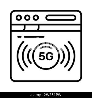 Design vettoriale del browser di rete 5G in stile moderno, icona della tecnologia 5g. Illustrazione Vettoriale