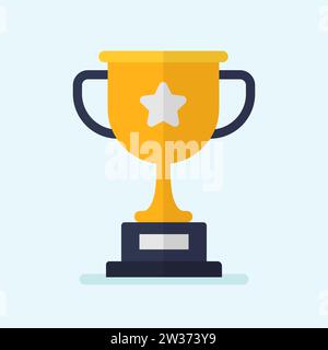 Icona della Coppa del vincitore d'oro. Simbolo del trofeo campione, segno di premio sportivo. Premio vincitore, idea vincente celebrazione dei campioni in stile piatto. Premiare la vittoria Illustrazione Vettoriale