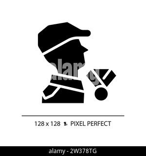 Icona della guerra dei veterani di guerra in stile glifo semplice con pixel 2D. Illustrazione Vettoriale