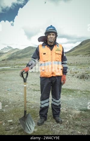 Adan Arenas Rodriguez, minatore, Morococha Nueva, Perù Foto Stock